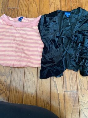 Limited Too Pink Striped Shirt and Velvet Sweater Girls Size XXXL